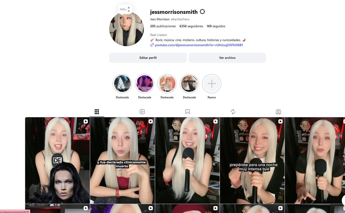 Perfil de Instagram de Jess Morrison