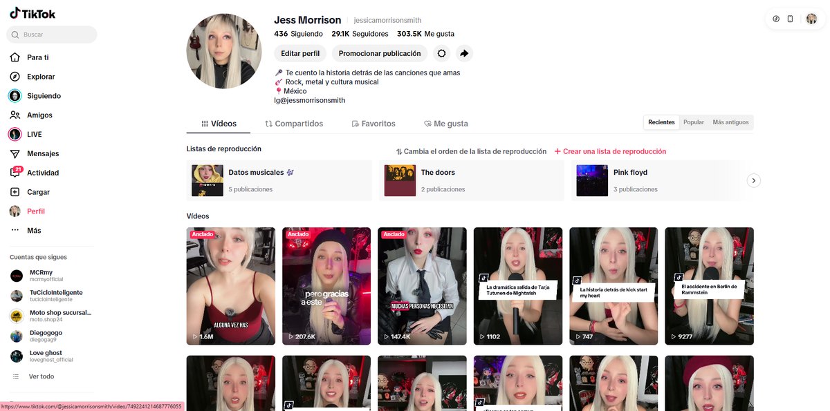 Perfil de TikTok de Jess Morrison
